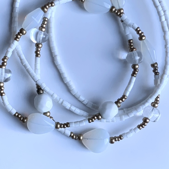 Cookie Lee Jewelry - 🥛 Double Strand Milky White Beed with Brass Tone Necklace by Cookie Lee